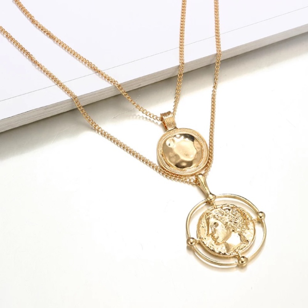 ⚜️[𝟯/$𝟭𝟴]⚜️2 Layered Gold Pendant Choker NEW - Picture 2 of 13